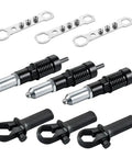 Electric Rivet Gun Adapter Kit with 4 interchangeable nosepieces and wrenches, heavy-duty DIY tool for cordless drills.