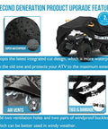 Universal Waterproof ATV Cover With Air Vents, Reflective Strips And Buckle Straps on ATV, Heavy-Duty 300D Oxford Cloth