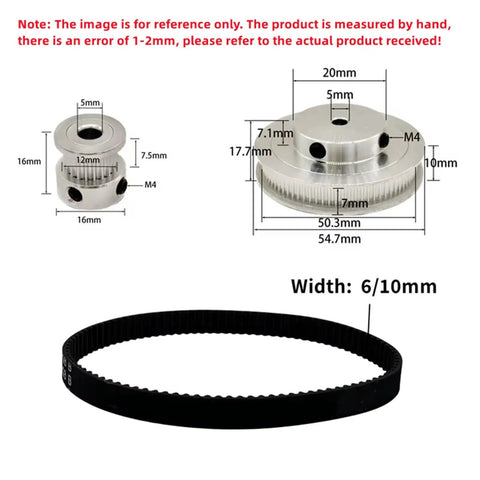 2GT Synchronous Pulley Kit With 80T And 20G Teeth For Serious 3D Printers, Includes 6mm Timing Belt And Bore Sizes From 8mm To 14mm For Rock Solid Speed Reduction Build And Super Smooth Motion Control, silver pulley with 6mm belt