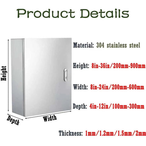 Stainless Steel Outdoor Indoor Electrical Cabinet Box Enclosure Wall Mount Junction Chest For Utility Boxes And Pump Systems Weatherproof Project Box Heavy Duty 36 Inches Wide By 24 Inches High By 6 Inches Deep 2mm Thickness, 304 stainless steel wall-mount cabinet