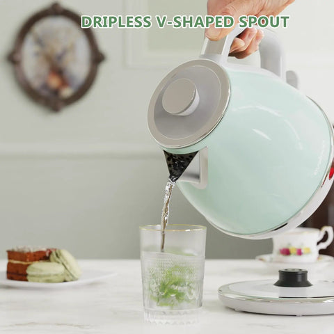 Electric Tea Kettle 1500W 1L Fast Boil Stainless Steel BPA Free Teapot With Auto Shut Off Boil Dry Retro Small Design