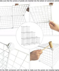 Assembly of Six Cube Wire Storage Organizer With Metal Grid Shelves showing connectors and mallet use.