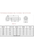 Technical diagram of Beefy Heavy Duty 304 Stainless Steel Flat Head Hex Screws Set For Furniture Hardware M3-M8 with measurements