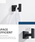 Matte Black Stainless Steel Towel Hook For Bathroom Wall Mount No Fuss Modern Hand Towel Coat Rack, 1-9/16 in