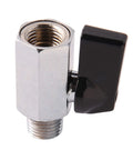 Chrome-plated 2 Pack 3/8 Inch Brass Mini Ball Valve NPT Male to Female Shut Off with quarter turn, ideal for RV and shower systems.
