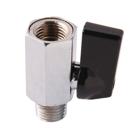 Chrome-plated 2 Pack 3/8 Inch Brass Mini Ball Valve NPT Male to Female Shut Off with quarter turn, ideal for RV and shower systems.