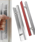 Stick On Adhesive Handles 2 Pack 200mm Stainless Steel Push Pull Cabinet Doors Wardrobe Barn Door Multipurpose Peel And Stick Easy Install For Kitchen Closet And Furniture Silver on cabinet door