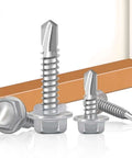 Self Tapping Screws Kit In 410 Stainless Steel 125 Piece Assortment With Driver No 10 Size Hex Washer Head Corrosion Resistant Fasteners