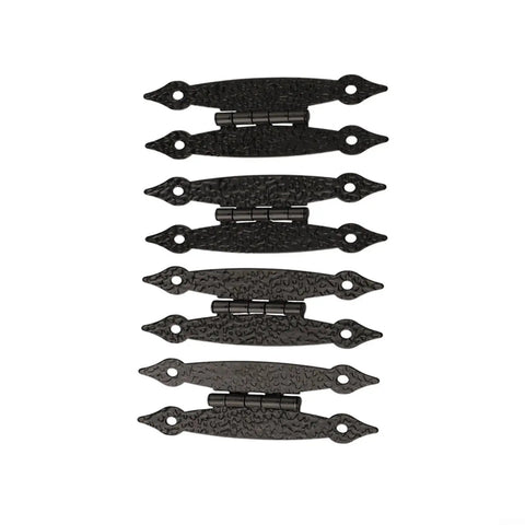 Set of antique H hinges with screws for cabinet doors, retro lace cast iron hardware, durable flush H hinges, classic charm