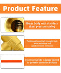GASHER 1/2-in RV water heater T&P relief valve with epoxy-coated probe; brass body and stainless steel spring.