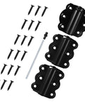 Self Closing Door Hinges Kit 3 Pack With 18 Screws Includes 2 Non Adjustable And 1 Adjustable Hinge For Kitchen Cabinets Screen Doors Interior And Exterior Use Black Finish Easy Install And DIY Friendly