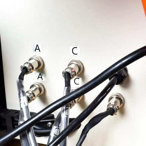 Close-up of cable connections on Five Axis CNC Router With 2.2KW Spindle DSP Control Steel Frame 3040 Engraving Milling Cutter panel