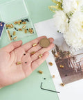 Locking Lapel Pin Backs Set With 30 Pcs Golden Brass Clips 30 Screws And Wrench for Jewelry Making on hand with flowers