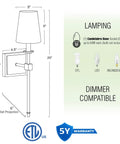 Dope Mid Century Modern Wall Sconce 20 Inch Tall With Oil Rubbed Bronze Finish and White Linen Shade dimensions and features
