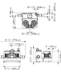 Diagram of Sanicom 2 Commercial Wastewater Drain Pump dimensions with detailed measurements for installation and usage.