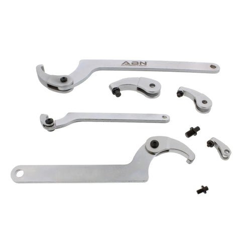 Adjustable Hook And Pin Wrench Spanner Tool Kit 8pc Set For Motorcycle And Dirt Bike Suspension Collar And Nut Adjustments