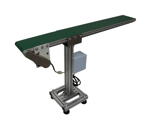 Workhorse PVC Flat Conveyor Belt System With Adjustable Speed And Single Row Leg Stand, 47 Inch Long Green Belt 110V
