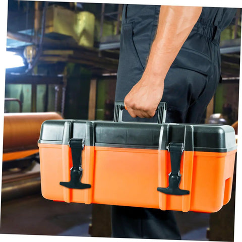 Stainless Steel Flexible T Handle Latches For Tool Boxes And Automotive Use, Elastic Draw Latch in action on orange tool box