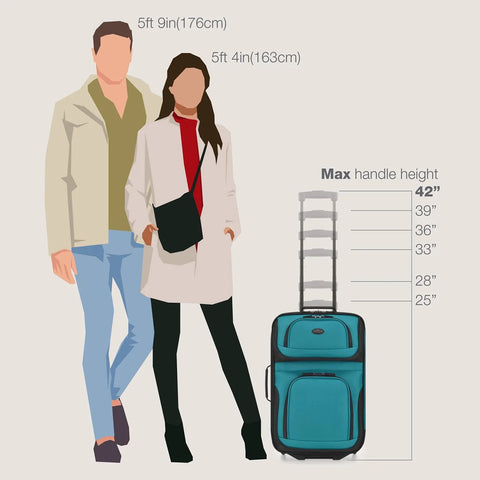 U.S. Traveler Rio lightweight teal softside rolling carry-on suitcase, 2-wheel with retractable handle.