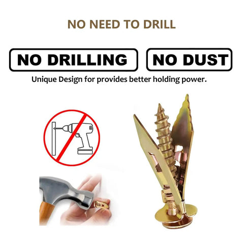 Self Drilling Drywall Anchors Heavy Duty Screw Kit For Door Hinge Repair And Wall Decor Mounting Built Tough Galvanized Steel Fasteners showing no drill design.