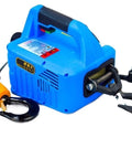 Portable Electric Hoist With Durable Steel Wire Rope Built Like A Tank Handles Heavy Loads Without Breaking A Sweat Smooth Remote Control And Reliable Motor Make Work A Breeze blue hoist with hooks and yellow control switch