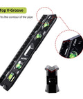 Magnetic Torpedo Level With Four Vials, V Groove And Magnet Track, Aluminum Alloy Build, Pro Grade High Viz Black 9 Inch