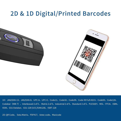 Compact 2D And 1D Grab And Go Portable Handheld Barcode Scanner With Bluetooth 2.4G And USB Wired 3 In 1 Design for QR codes