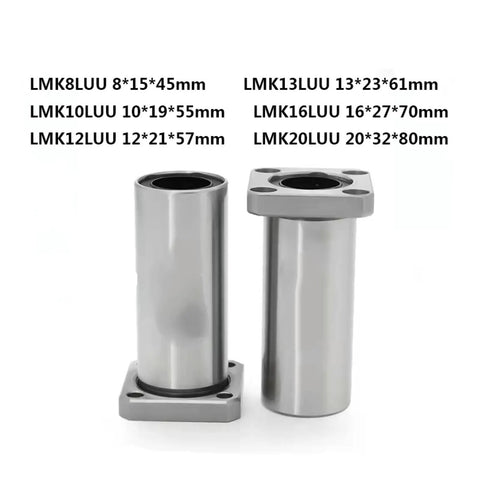 Long Type Flange Linear Bearing Set For 3D Printers And CNC Machines 8LUU To 20LUU No Fuss Install Smooth High Precision Motion Durable Material For Reduced Friction And Wear, LMK8LUU and LMK13LUU bearings