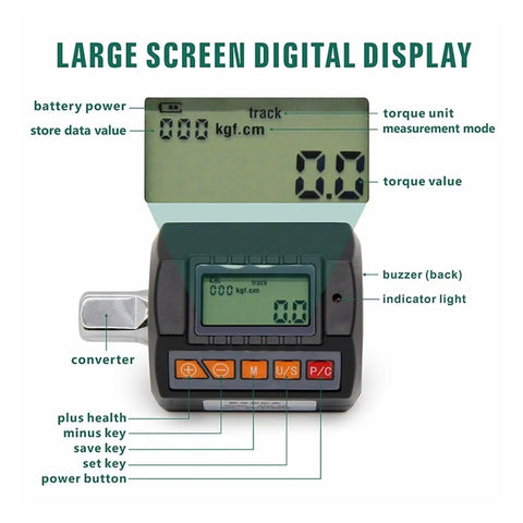 KWUHNJF Digital Torque Meter Adapter Convert Your Wrench For Accurate Tightening. Precision Readout For Car And Bike Repair. Versatile 1/4, 3/8, And 1/2 Inch Drive Sizes. Reliable Electric Tester Tool For Professional And Home Garage Jobs. High Quality