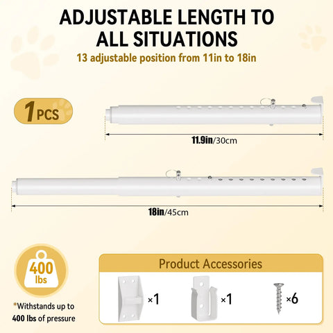 Adjustable Sliding Glass Pet Door Security Bar For Dog And Cat Doors Extends 11 To 18 Inches with accessories shown