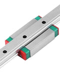 Rock Solid MGN12H Mini Linear Guide Slider Rail Kit Featuring Hella Smooth Zero Drag Glide Perfect For DIY 3D Printers And CNC Machine Tool Builds In Tough Silver 550MM Finish close-up of carriage and rail