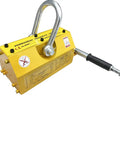 Hardcore Heavy Duty Magnetic Lifter With Sure Grip Release Handle And 2200 Lbs Capacity, yellow steel crane hoist tool.