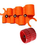 Pro Grade Depth Gauge And Pipe Deburring Tool Kit With Six Size Depth Gauge Set And Chamfer Reamer For Copper PVC CPVC PPR Brass Aluminum Tubing From Three Sixteenth Inch To One And A Half Inch Inner And Outer, featuring orange and red tools for pipe work.