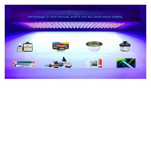 Bang For Your Buck 4000W UV LED Cure Lamp displays various applications like paints and adhesives under UV light.