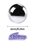 120 Pieces 6mm Stainless Steel Bearing Balls for Bicycle Maintenance and Repairs, 6mm size shown with measurement