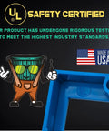 Half Inch Single Gang Electrical Box Extenders UL Listed With Screws And Wire Stripper Tool For Outlets And Switches Pack Of Five with UL safety certification badge.