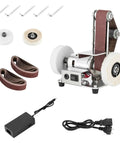 Badass Mini Belt Sander Bench Grinder Offering Seven Adjustable Speeds All Copper Motor parts including belts, wheels, and tools.