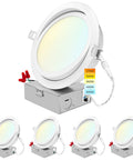 6 Inch Gimbal LED Recessed Downlights For Easy Install, showcasing 5 color temperatures, adjustable swivel, 4-pack