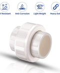 Heavy Duty 1 Inch PVC Union Fitting Socket To Socket Pack Of 10 for DIY PVC Projects Schedule 40 Couplers, frost and corrosion resistant