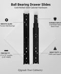 Upgrade Your Kitchen Cabinets And Office Drawers With Black Steel Ball Bearing Slides, cold-rolled steel, 3.35" width, durable