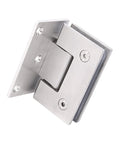 Heavy Duty Brushed 304 Stainless Steel 90 Degree Glass Shower Door Hinges For Bathroom Tub Frames side view with screws