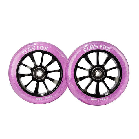Rad Purple Pro Scooter Wheels 110 Mm Transparent Sparkle Polyurethane With Abec 9 Bearings Cnc Machined Aluminum Core 88A Mid Rebound Two Pack Dope Street Riding Gear