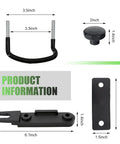 Rooftop Cargo Carrier Mounting Clip Kit With U Bolt Clamp Back Plate Quick Release Strap Protective Pad And Lock Nut For Cars And Vans Outdoor Roof Rack Accessory Black shown with dimensions.