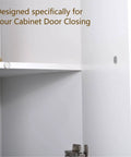 Ultra Slim Magnetic Cabinet Door Catch for Sliding Cabinets and Closets installed inside a white cupboard