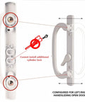 Zinc Diecast Sliding Door Handles set showing details, configured for left/right hands for easy access and no extra cylinder lock installation.