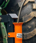 3 Point Subsoiler With Pipe Layer For Cat 1 Tractors, Accepts 50mm Poly Pipe, adjustable depth, close-up of pipe entry
