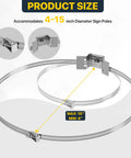 No Drill Beefy Sign Mounting Brackets For Large Poles With Adjustable Street Sign Hardware, 4-15 inch diameter clamp
