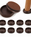 10 Pack Furniture Caster Cups With Plush Felt Bottom Anti Skid Floor Savers Grippy Wheel Guards For Couches Beds And Desk Chairs Heavy Duty Stability Pads - brown wheel cups and felt pads.