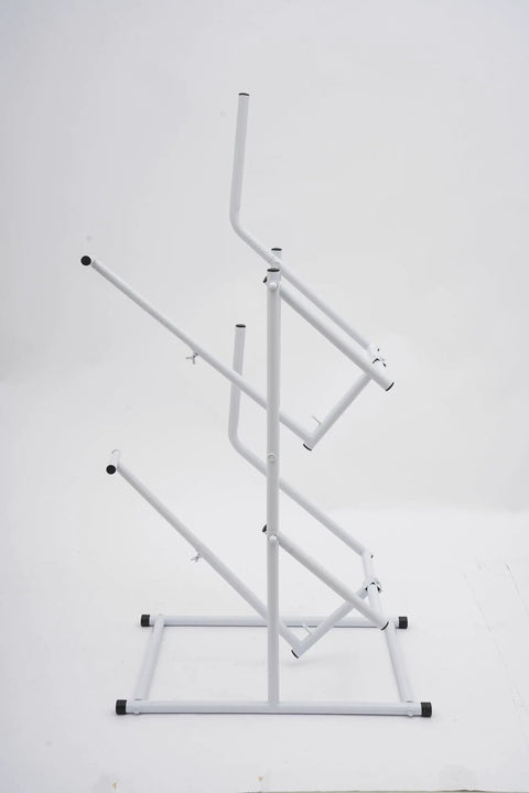 Heavy Duty Dual Pail Tipper Rack Hella Tough Steel Bucket Holder side view displaying smooth lever dump operation.
