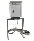 Intsuprm 60W Steel Belt Oil Skimmer With 6 Meter Stainless Strip for tramp oil removal, featuring a control box on a steel frame.